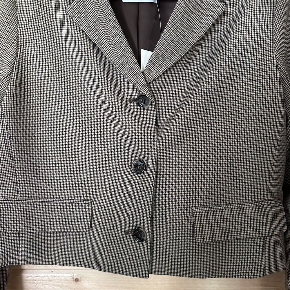 Abercrombie & Fitch Short Menswear Blazer in Brown Plaid NWT - Picture 10 of 13